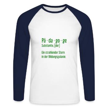 Pädagoge Pädagogen Schule Lehrer Unterricht - Unisex Baseballshirt langarm - Weiß/Navy - Vorne - Nik (191cm)
