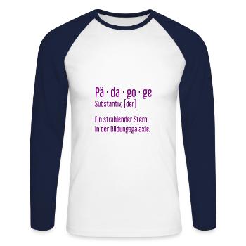 Pädagoge Pädagogen Schule Lehrer Unterricht - Unisex Baseballshirt langarm - Weiß/Navy - Vorne - Nik (191cm)