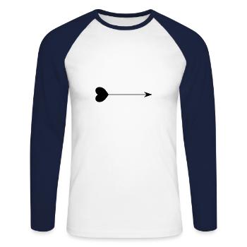 Flèche coeur - T-shirt baseball manches longues Homme - blanc/marine - Devant - Nik (191cm)