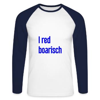 I red boarisch - Unisex Baseballshirt langarm - Weiß/Navy - Vorne - Nik (191cm)