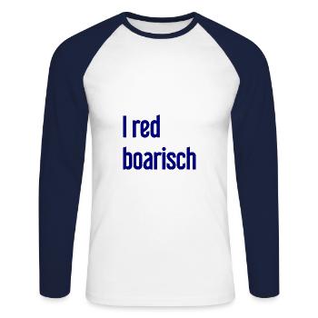 I red boarisch - Unisex Baseballshirt langarm - Weiß/Navy - Vorne - Nik (191cm)