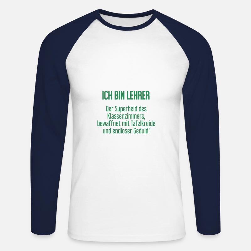 Lehrer - Der Superheld des Klassenzimmers! - Unisex Baseballshirt langarm - Weiß/Navy