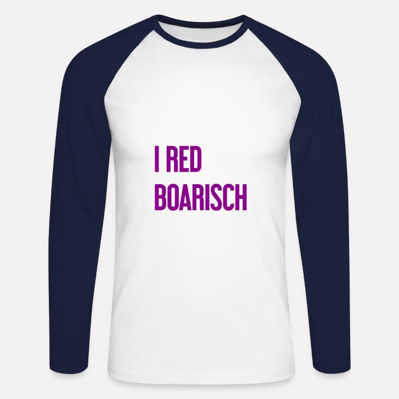 I red boarisch - Unisex Baseballshirt langarm - Weiß/Navy