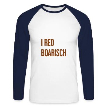 I red boarisch - Unisex Long Sleeve Baseball T-Shirt - white/navy - Front - Nik (191cm)