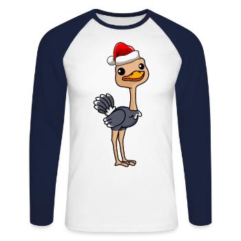 Bouquet BD Noël - T-shirt baseball manches longues Homme - blanc/marine - Devant - Nik (191cm)