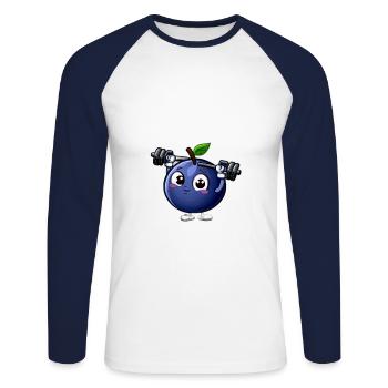 Trainierende Blaubeere - Unisex Baseballshirt langarm - Weiß/Navy - Vorne - Nik (191cm)