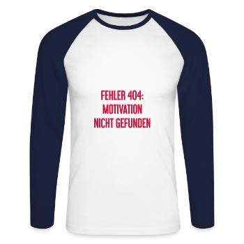 Erreur 404 : Motivation introuvable - T-shirt baseball manches longues Homme - blanc/marine - Devant - Nik (191cm)