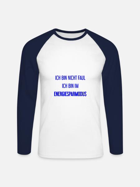 Ich bin nicht faul, ich bin im Energiesparmodus! - Unisex Baseballshirt langarm - Weiß/Navy