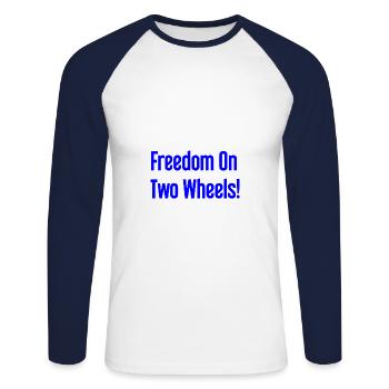 Freedom on Two Wheels - Cyclist Design - Unisex Long Sleeve Baseball T-Shirt - white/navy - Front - Nik (191cm)