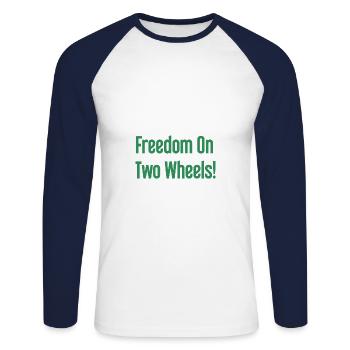 Freedom on Two Wheels - Cyclist Design - Unisex Long Sleeve Baseball T-Shirt - white/navy - Front - Nik (191cm)