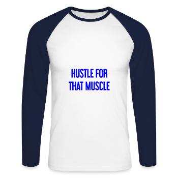 Se démener pour ce muscle - T-shirt baseball manches longues Homme - blanc/marine - Devant - Nik (191cm)