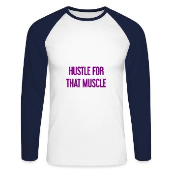 Se démener pour ce muscle - T-shirt baseball manches longues Homme - blanc/marine - Devant - Nik (191cm)