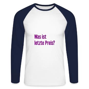 Quel est le dernier prix ? - T-shirt baseball manches longues Homme - blanc/marine - Devant - Nik (191cm)