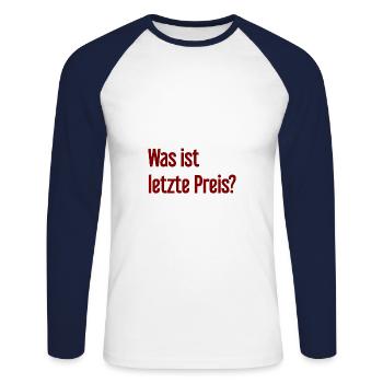 Quel est le dernier prix ? - T-shirt baseball manches longues Homme - blanc/marine - Devant - Nik (191cm)