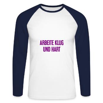 Work Smart And Hard – Success Motto For Doers - Unisex Long Sleeve Baseball T-Shirt - white/navy - Front - Nik (191cm)