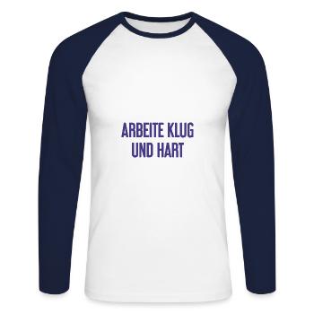 Travailler intelligemment et dur - La devise du succès pour les acteurs - T-shirt baseball manches longues Homme - blanc/marine - Devant - Nik (191cm)