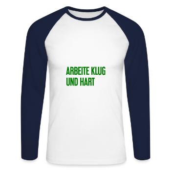 Work Smart And Hard – Success Motto For Doers - Unisex Long Sleeve Baseball T-Shirt - white/navy - Front - Nik (191cm)