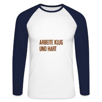 Work Smart And Hard – Success Motto For Doers - Unisex Long Sleeve Baseball T-Shirt - white/navy - Front - Nik (191cm)