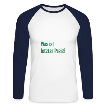 Qu’est-ce que le dernier prix ? - T-shirt baseball manches longues Homme - blanc/marine - Devant - Nik (191cm)