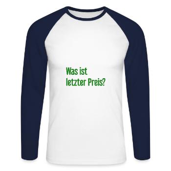 Quel est le dernier prix ? - T-shirt baseball manches longues Homme - blanc/marine - Devant - Nik (191cm)