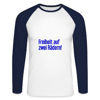 Freedom on Two Wheels - Cyclist Design - Unisex Long Sleeve Baseball T-Shirt - white/navy - Front - Nik (191cm)