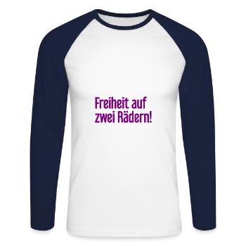 Freedom on Two Wheels - Cyclist Design - Unisex Long Sleeve Baseball T-Shirt - white/navy - Front - Nik (191cm)