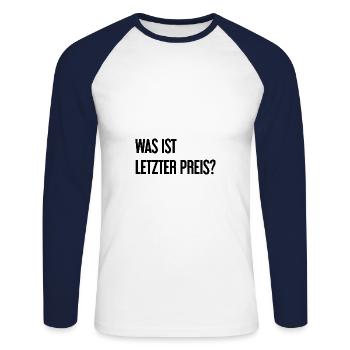 Quel est le dernier prix ? - T-shirt baseball manches longues Homme - blanc/marine - Devant - Nik (191cm)