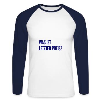 Quel est le dernier prix ? - T-shirt baseball manches longues Homme - blanc/marine - Devant - Nik (191cm)