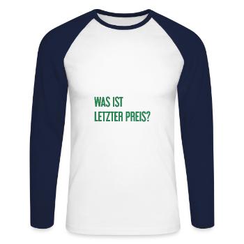 Quel est le dernier prix ? - T-shirt baseball manches longues Homme - blanc/marine - Devant - Nik (191cm)