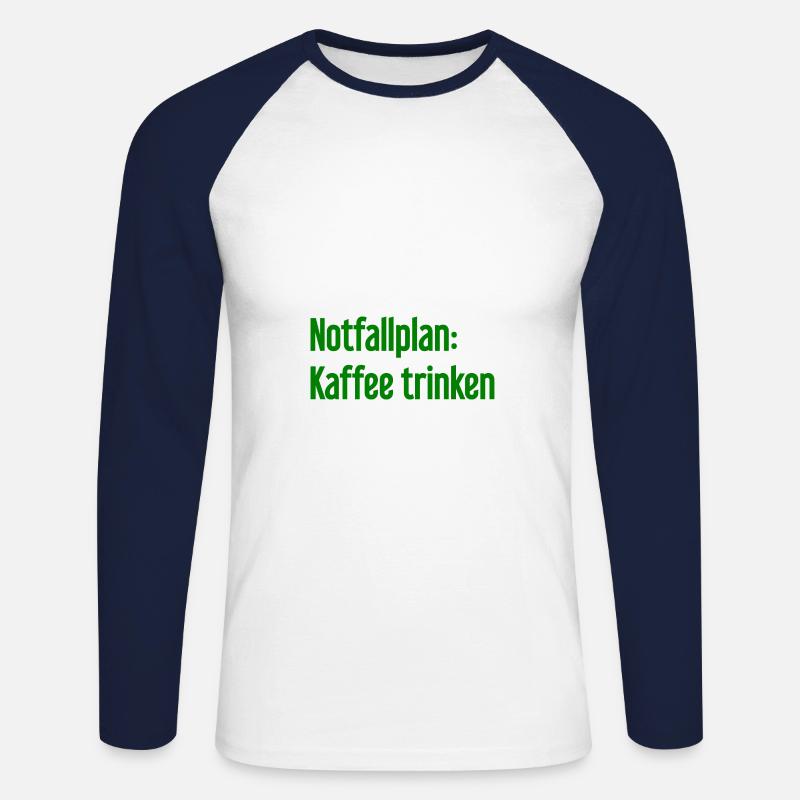 Kaffee-Notfallplan - Unisex Baseballshirt langarm - Weiß/Navy