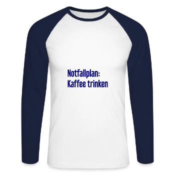 Coffee Contingency Plan - Unisex Long Sleeve Baseball T-Shirt - white/navy - Front - Nik (191cm)