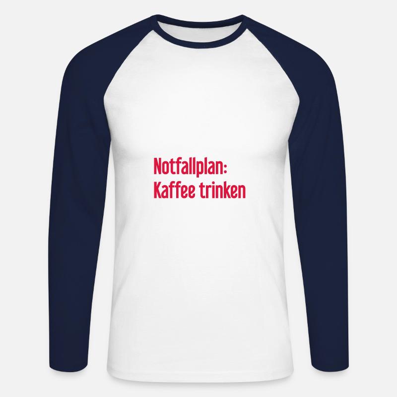 Kaffee-Notfallplan - Unisex Baseballshirt langarm - Weiß/Navy