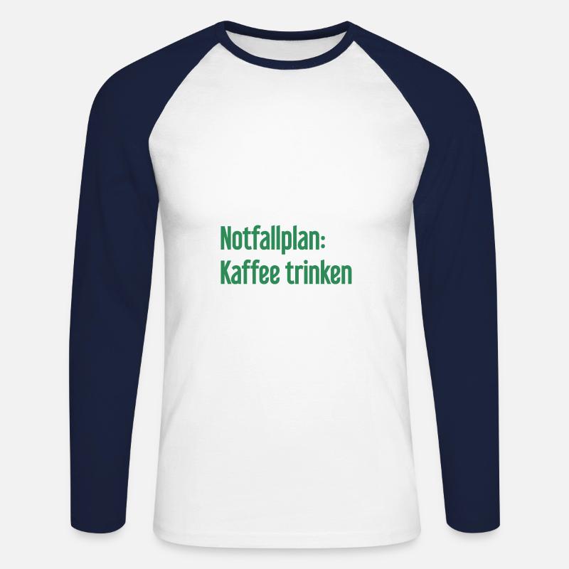 Kaffee-Notfallplan - Unisex Baseballshirt langarm - Weiß/Navy