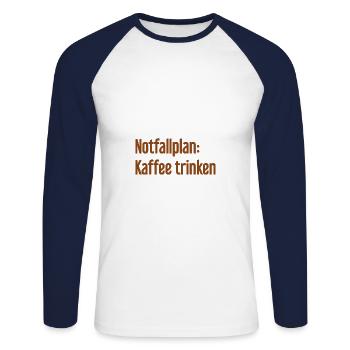 Coffee Contingency Plan - Unisex Long Sleeve Baseball T-Shirt - white/navy - Front - Nik (191cm)