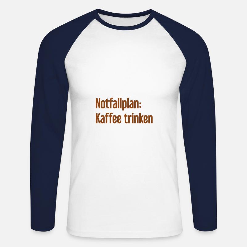 Kaffee-Notfallplan - Unisex Baseballshirt langarm - Weiß/Navy