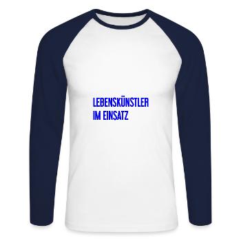 Artistes de la vie en action - T-shirt baseball manches longues Homme - blanc/marine - Devant - Nik (191cm)