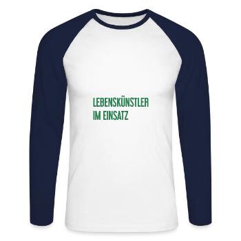 Lebenskünstler im Einsatz - Unisex Baseballshirt langarm - Weiß/Navy - Vorne - Nik (191cm)