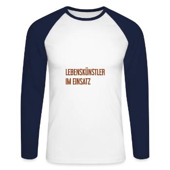 Lebenskünstler im Einsatz - Unisex Baseballshirt langarm - Weiß/Navy - Vorne - Nik (191cm)