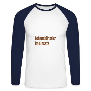 Lebenskünstler im Einsatz - Unisex Baseballshirt langarm - Weiß/Navy - Vorne - Nik (191cm)