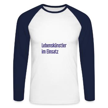 Artistes de la vie en action - T-shirt baseball manches longues Homme - blanc/marine - Devant - Nik (191cm)