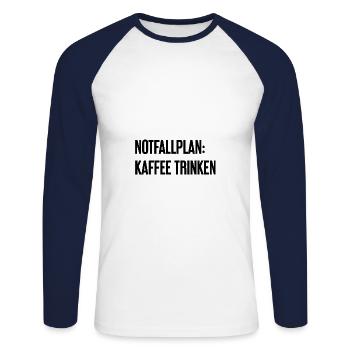 Coffee Contingency Plan - Unisex Long Sleeve Baseball T-Shirt - white/navy - Front - Nik (191cm)