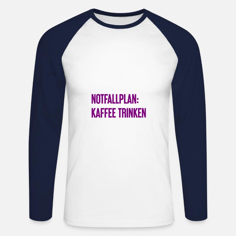 Kaffee-Notfallplan - Unisex Baseballshirt langarm - Weiß/Navy