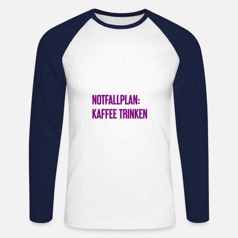 Kaffee-Notfallplan - Unisex Baseballshirt langarm - Weiß/Navy