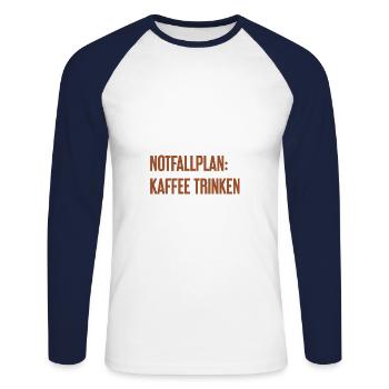 Coffee Contingency Plan - Unisex Long Sleeve Baseball T-Shirt - white/navy - Front - Nik (191cm)