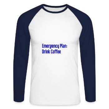 Coffee Contingency Plan - Unisex Long Sleeve Baseball T-Shirt - white/navy - Front - Nik (191cm)