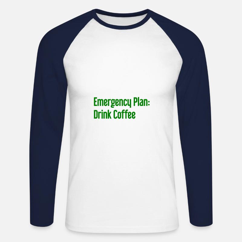 Kaffee-Notfallplan - Unisex Baseballshirt langarm - Weiß/Navy