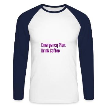 Coffee Contingency Plan - Unisex Long Sleeve Baseball T-Shirt - white/navy - Front - Nik (191cm)