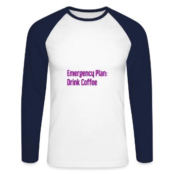 Coffee Contingency Plan - Unisex Long Sleeve Baseball T-Shirt - white/navy - Front - Nik (191cm)