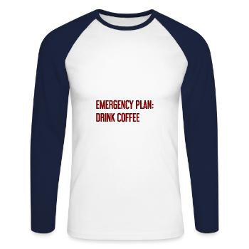 Coffee Contingency Plan - Unisex Long Sleeve Baseball T-Shirt - white/navy - Front - Nik (191cm)