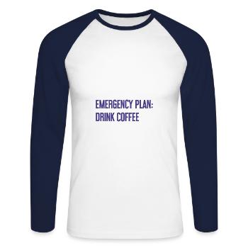 Coffee Contingency Plan - Unisex Long Sleeve Baseball T-Shirt - white/navy - Front - Nik (191cm)
